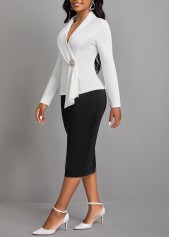 Black Asymmetrical Neck Long Sleeve Bodycon Dress