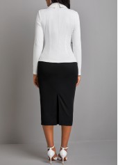 Black Asymmetrical Neck Long Sleeve Bodycon Dress