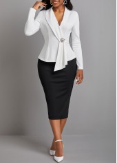 Black Asymmetrical Neck Long Sleeve Bodycon Dress