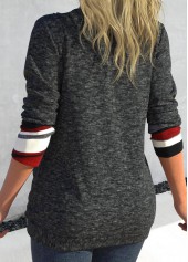 Plus Size Geometric Print Drawstring Dark Grey T Shirt