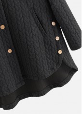 Black Hooded Long Sleeve Pocket Coat