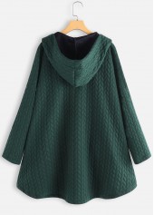 Pocket Blackish Green Hooded Long Sleeve Coat