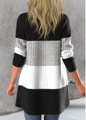 Contrast Color Button Black Long Sleeve Cardigan