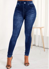 Pocket Blue Zipper Fly High Waisted Jeans