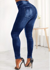 Pocket Blue Zipper Fly High Waisted Jeans