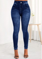 Pocket Blue Zipper Fly High Waisted Jeans