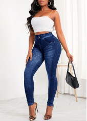 Pocket Blue Zipper Fly High Waisted Jeans