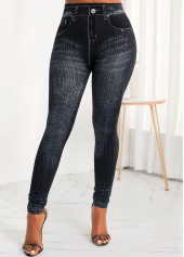 Pocket Skinny Zipper Fly High Waisted Black Jeans