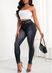 Pocket Skinny Zipper Fly High Waisted Black Jeans
