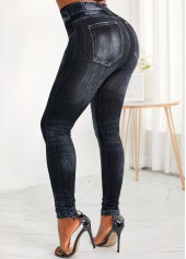 Pocket Skinny Zipper Fly High Waisted Black Jeans