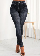 Pocket Skinny Zipper Fly High Waisted Black Jeans