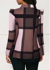 Plus Size Plaid Zipper Multi Color High Neck Jacket