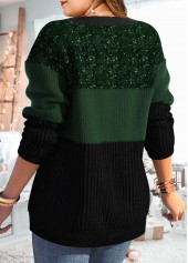 Plus Size Green Long Sleeve Round Neck Sweatshirt
