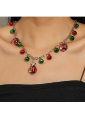 Red Round Contrast Bells Design Necklace