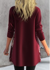 Wine Red Long Sleeve Sequin Coat