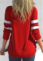 Fake 2in1 Square Neck Red T Shirt