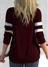 Plus Size Faux Two Piece Tie Side Deep Red T Shirt