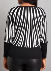 Geometric Print Round Neck White Long Sleeve Sweater