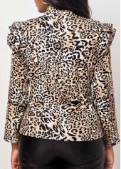 Leopard Zipper Multi Color High Neck Jacket