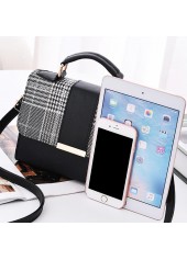 Houndstooth Print Magnetic Black Shoulder Bag