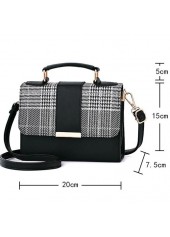 Houndstooth Print Magnetic Black Shoulder Bag