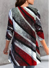 Multi Color Long Sleeve Geometric Print Coat