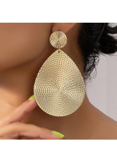 Teardrop Design Metal Detail Gold Earrings