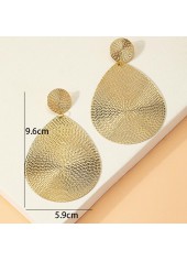 Teardrop Design Metal Detail Gold Earrings