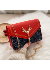 Faux Leather Red Sequined Magnetic Crossbody Bag