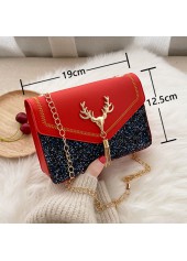 Faux Leather Red Sequined Magnetic Crossbody Bag