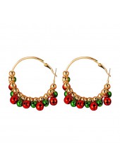 Christmas Bell Gold Round Metal Earrings
