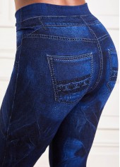 Tie Dye Print Navy Elastic Waist Leggings