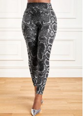 Snakeskin Print Grey High Waisted Leggings