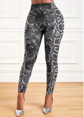 Snakeskin Print Grey High Waisted Leggings