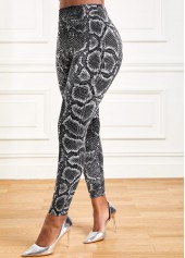 Snakeskin Print Grey High Waisted Leggings