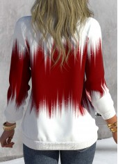 Ombre Zipper Red High Neck Long Sleeve Sweatshirt