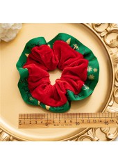 Round Design Christmas Print Red Scrunchie