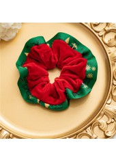 Round Design Christmas Print Red Scrunchie