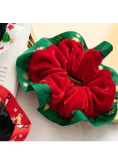Round Design Christmas Print Red Scrunchie