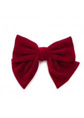 Bowknot Design Velvet Wine Red Barrette