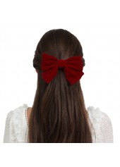 Bowknot Design Velvet Wine Red Barrette