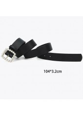 Pearl Design Leather Black Square Belt