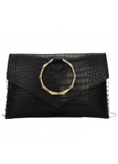 Black Crocodile Pattern Chains Magnetic Shoulder Bag