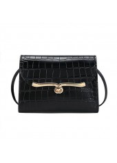 Turnlock Design Contrast Black Shoulder Bag