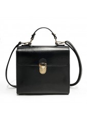 PU Material Black Pushlock Shoulder Bag