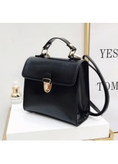 PU Material Black Pushlock Shoulder Bag