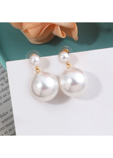 Pearl Design Geometric Detail Gold Earrings product