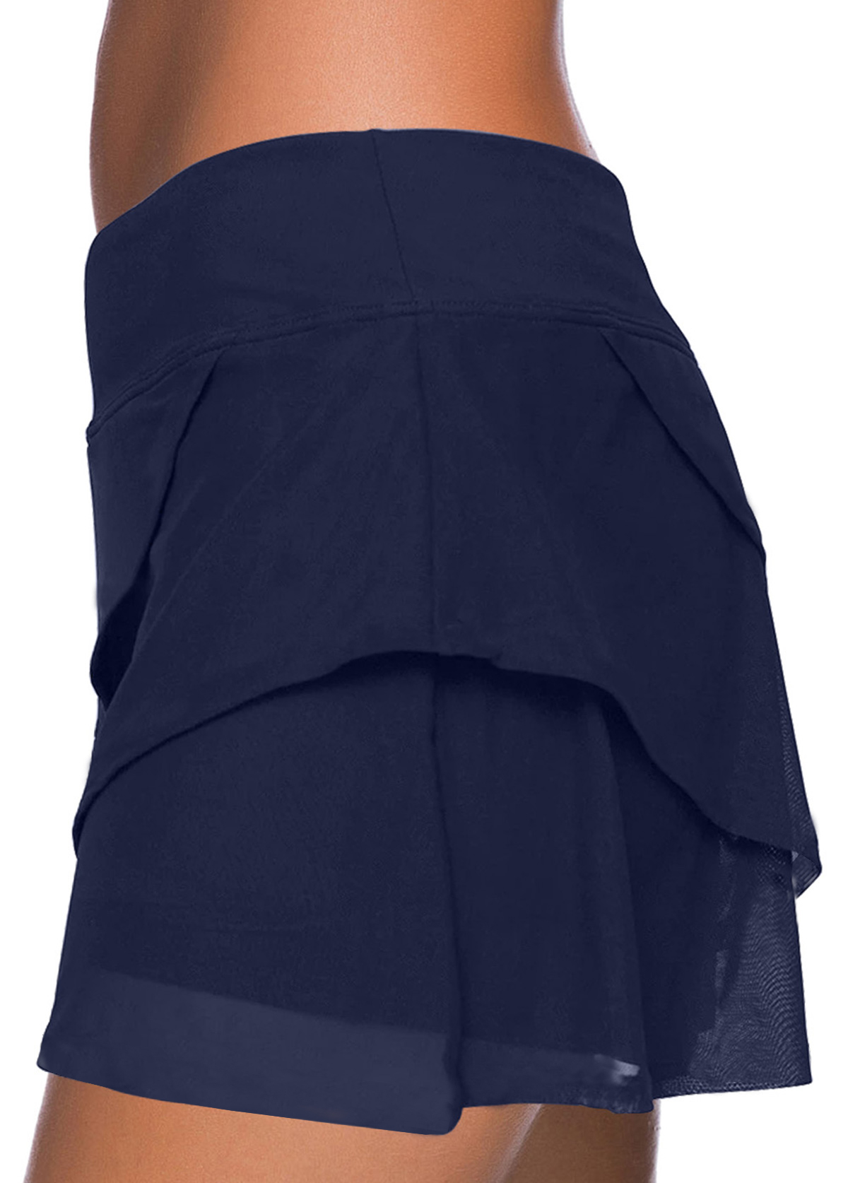 Navy Plus Size Mid Waisted Swim Skirt