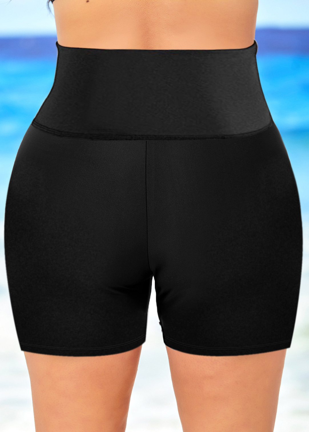High Waist Plus Size Pocket Detail Swim Shorts