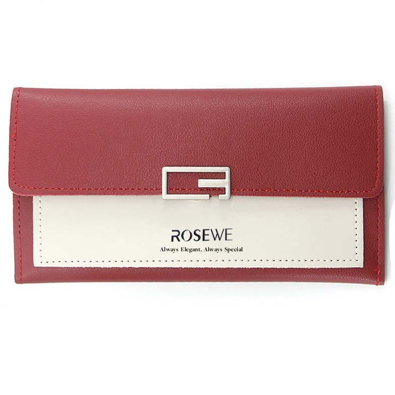 Magnetic Letter Print Wine Red Wallet